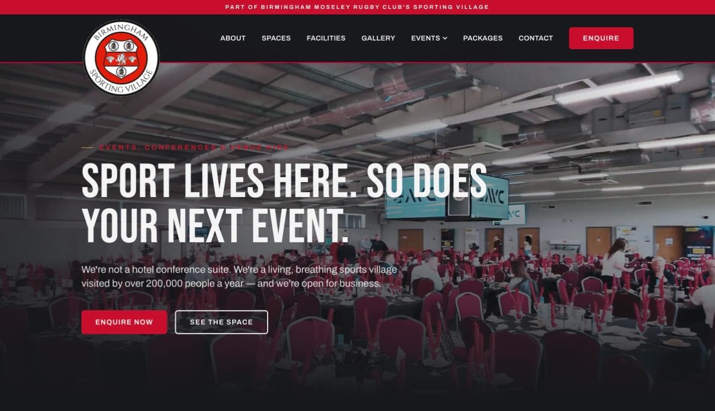 Birmingham Moseley Sporting Village website, built by Flow Nexus AI